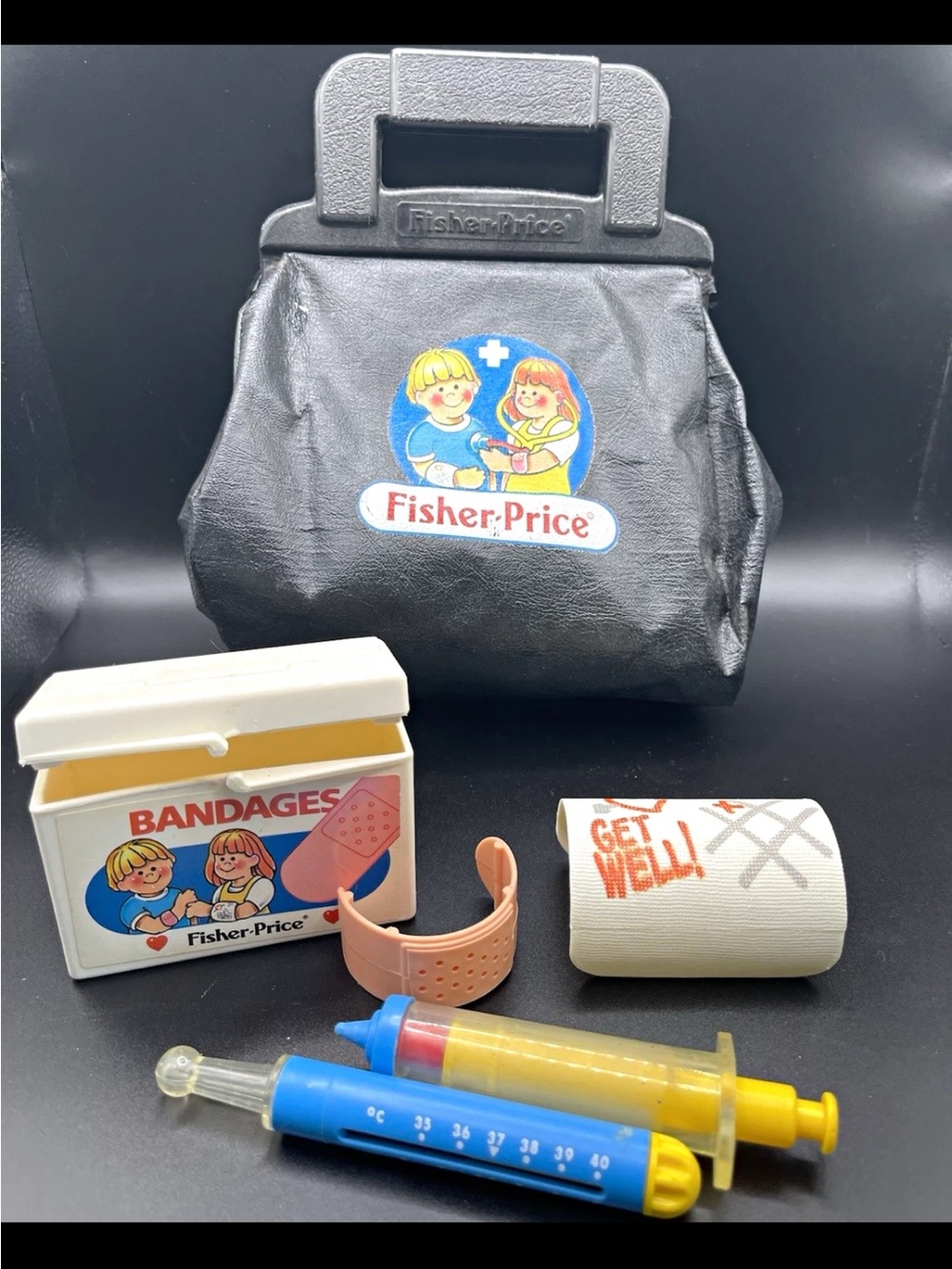 Vintage 1987 Fisher Price Medical Kit #2010 Doctor Nurse Set Incomplete